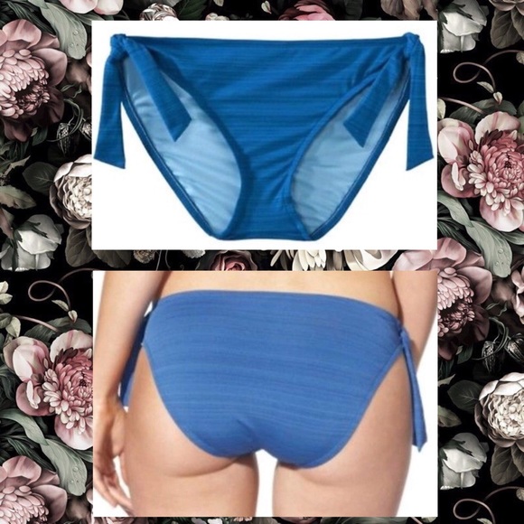 Bikini Bottoms Royal Blue with Thin Fine Line Stripes w/Mock Side Ties Low ...